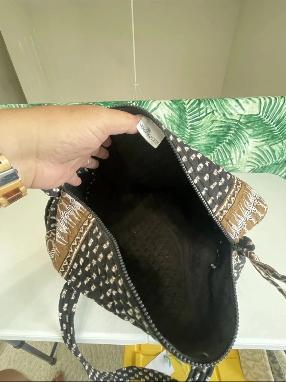 Vera Bradley Black and Brown Patterned Quilted Tote
